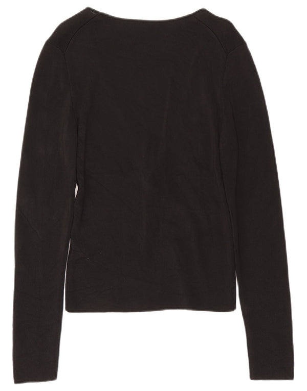 Guess Damen Top Langarm UK 12 Medium Schwarz Rayon