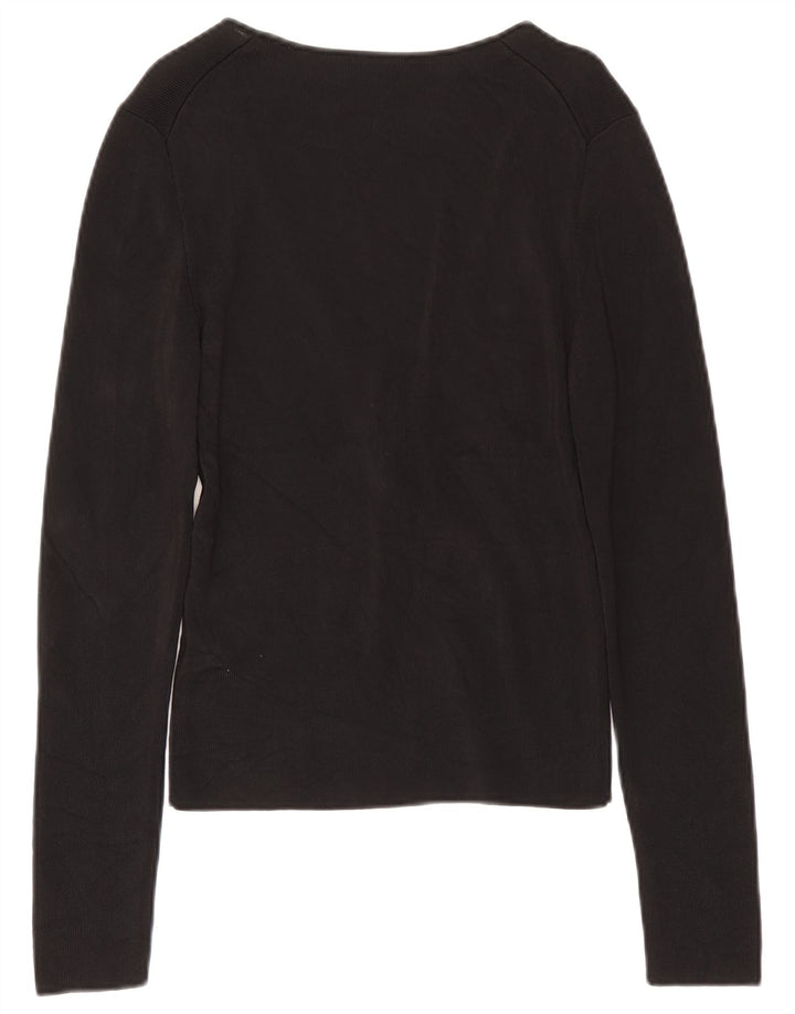 Guess Damen Top Langarm UK 12 Medium Schwarz Rayon