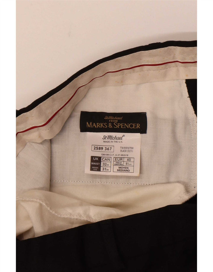 Marks & Spencer Herren St. Michael Gerade Anzughose W32 L28 Schwarze Wolle