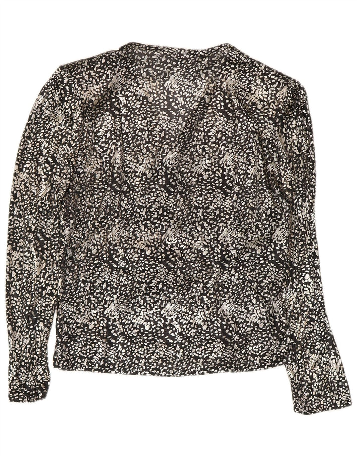C & A Langarm-Blusenoberteil für Damen, EU 40, Mittelschwarz mit Tiermuster