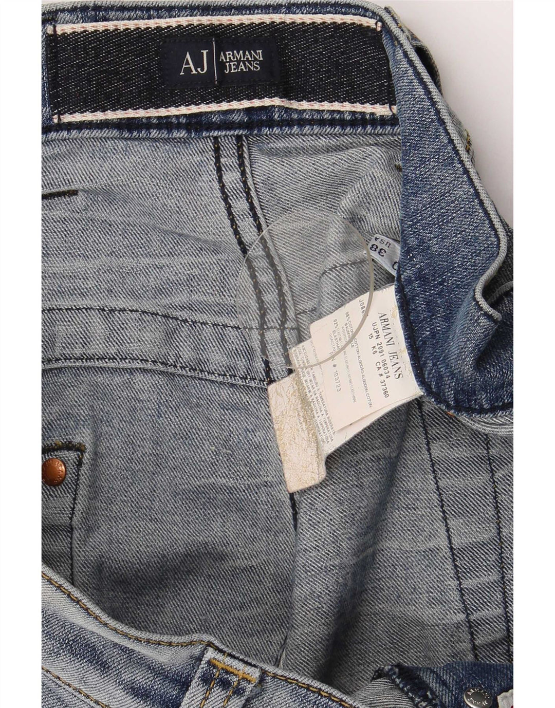 Armani Herren Distressed Straight Jeans W38 L32 Blaue Baumwolle