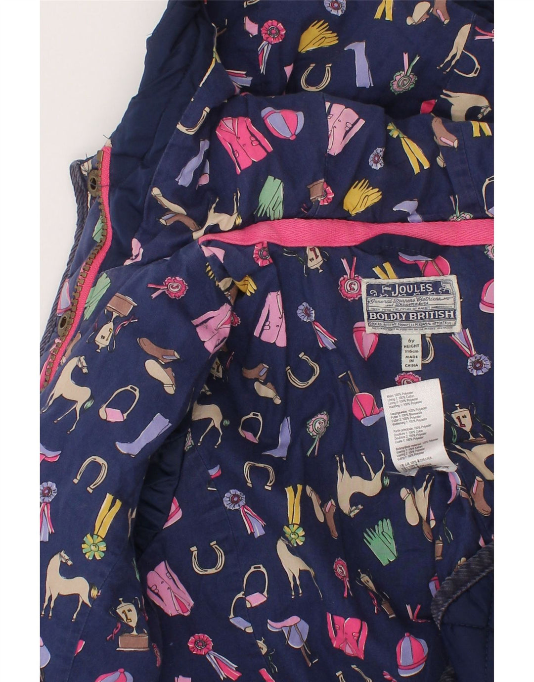 Joules Mädchen-Steppjacke mit Kapuze, 5–6 Jahre, marineblaues Polyester