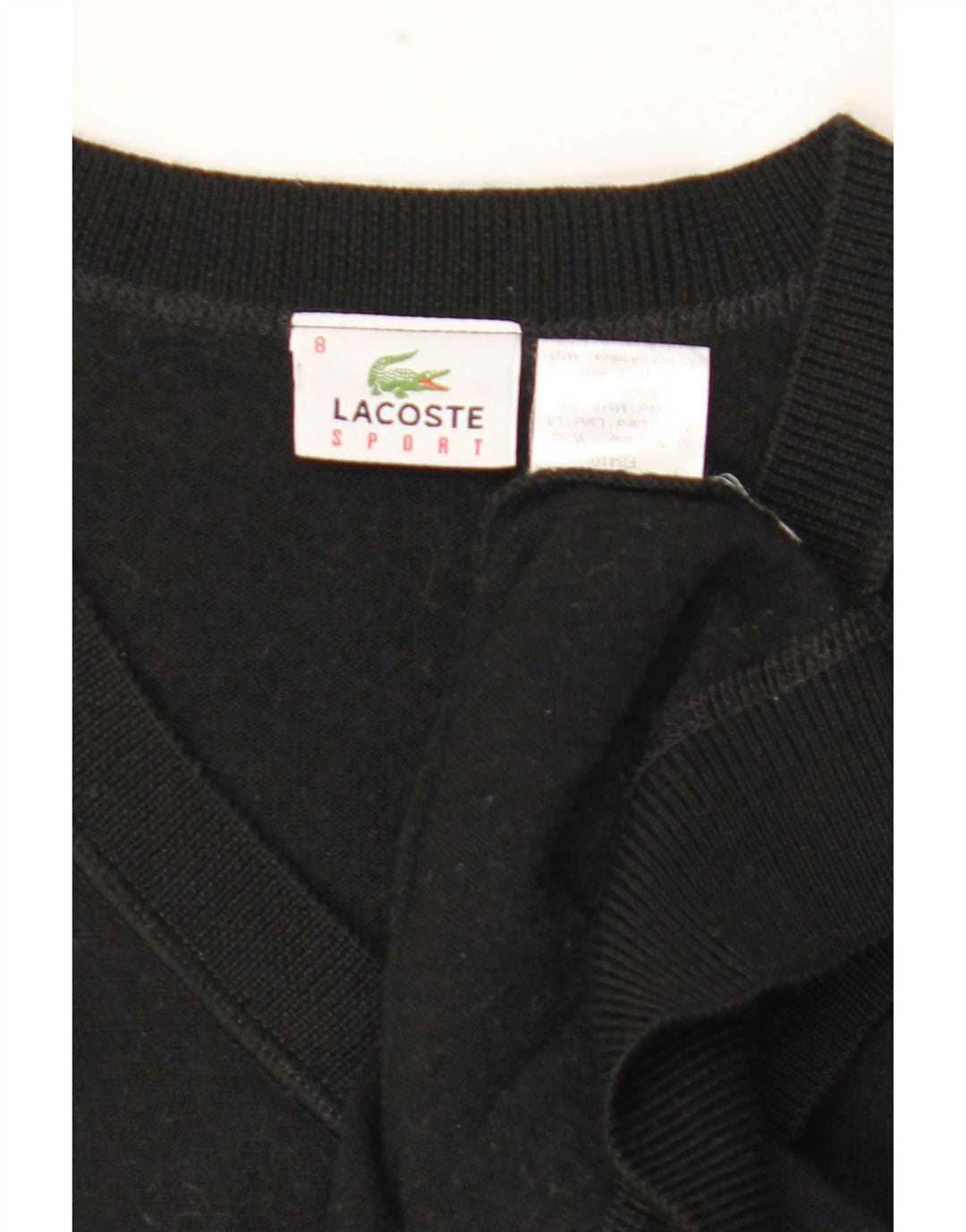 Lacoste Herren-Pullover mit V-Ausschnitt, Größe 8 3XL, schwarze Wolle