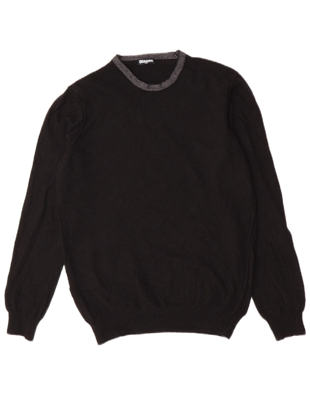 Blauer Herren-Pullover mit Rundhalsausschnitt, Mittelschwarz