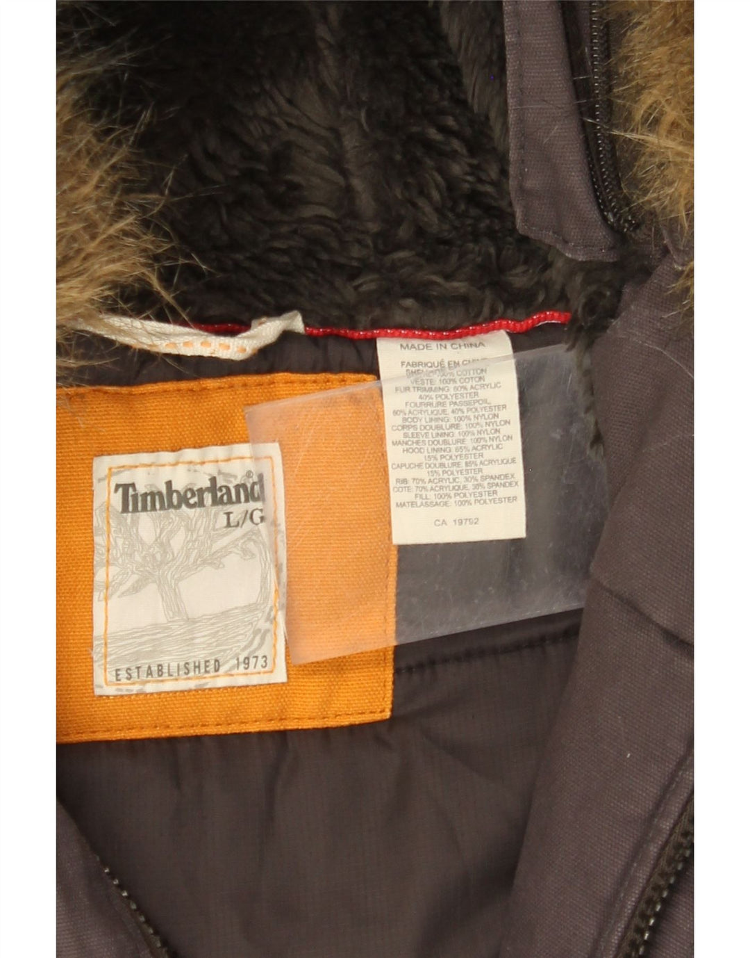 TIMBERLAND Herren-Parka mit Kapuze, UK 40, große graue Baumwolle
