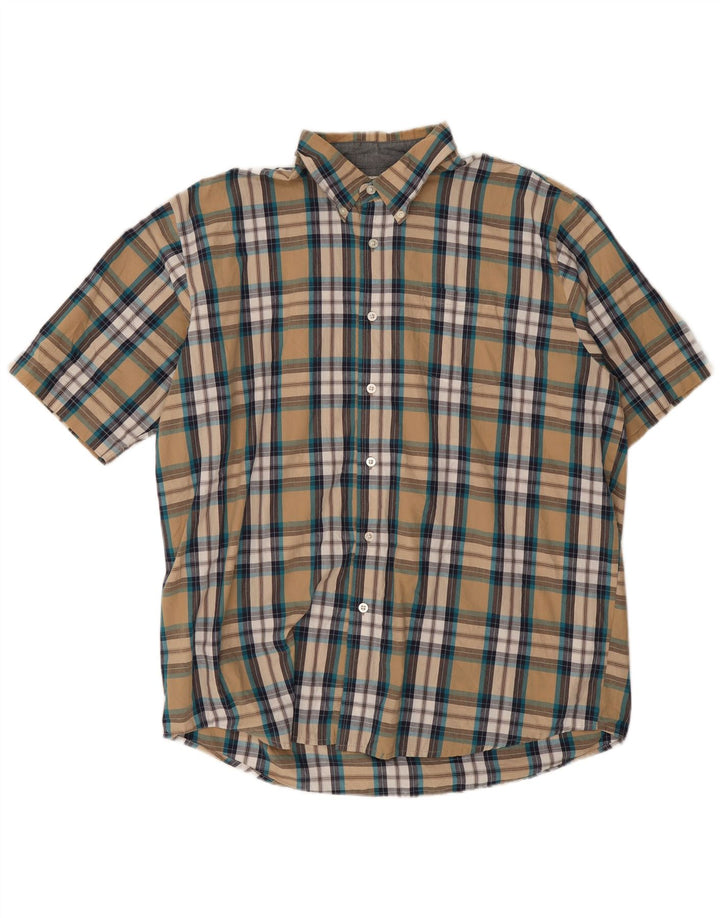 Wrangler Herren Kurzarmhemd XL Beige kariert Baumwolle