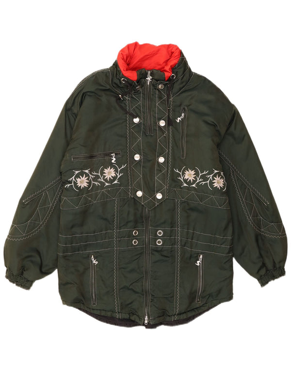 Sportalm Womens Graphic Oversized Skijacke EU 38 Mittelgrün geblümt