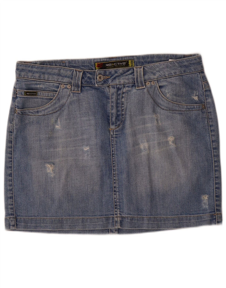 Vintage Damen Distressed Mini Jeansrock W31 Mittelblaue Baumwolle