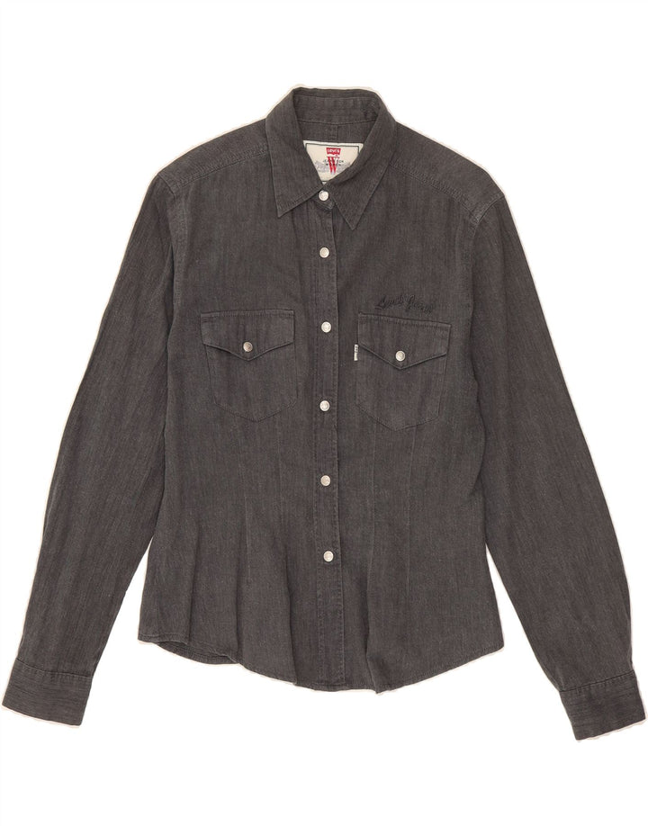 LEVI'S Womens Denim Shirt UK 12 Medium Grey Cotton Vintage Levi's and Second-Hand Levi's from Messina Hembry 