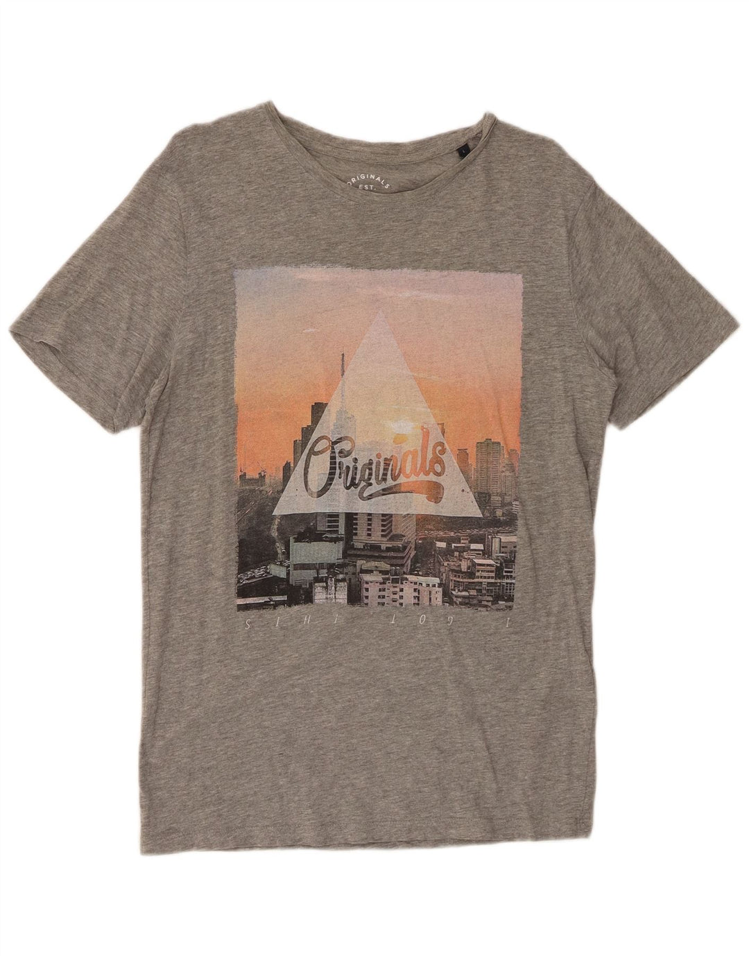 JACK & JONES Herren-T-Shirt mit Grafik, groß, grau gesprenkelte Baumwolle