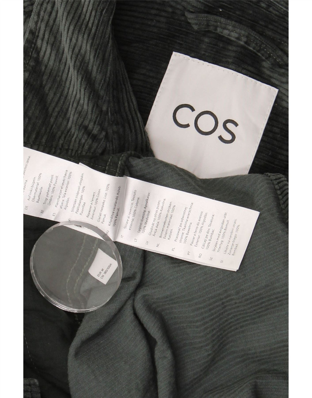 COS Herren-Cordhemd aus mittelgrüner Baumwolle