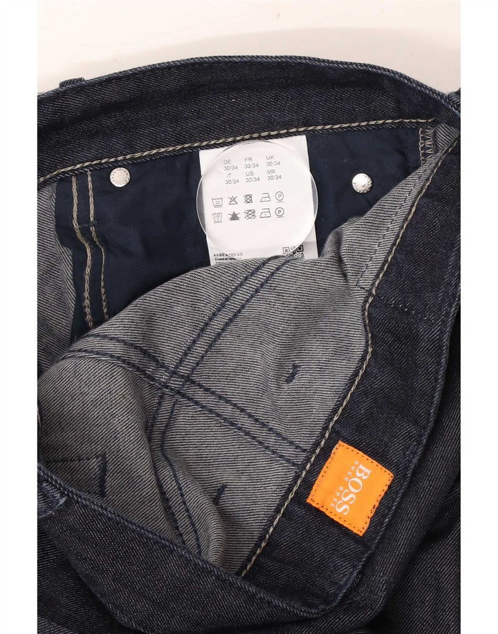 Hugo Boss Herren Straight Jeans W30 L27 Marineblaue Baumwolle