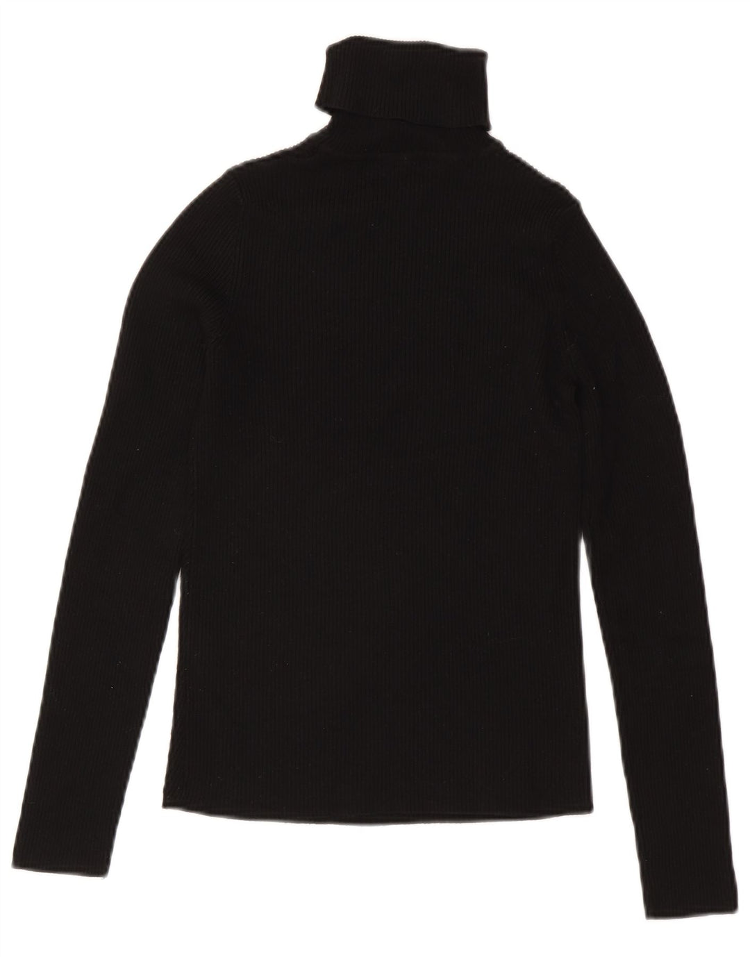 Zara Damen Rollkragen-Blusenoberteil UK 12 Mittelschwarze Viskose