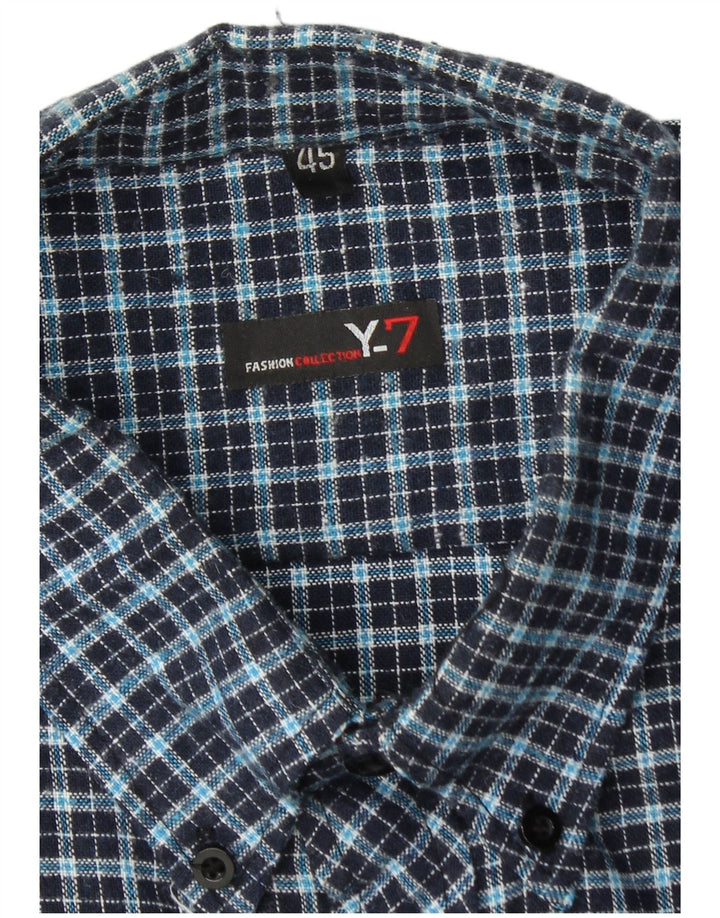 Vintage Herren Flanellhemd Größe 45 XL Blau kariert