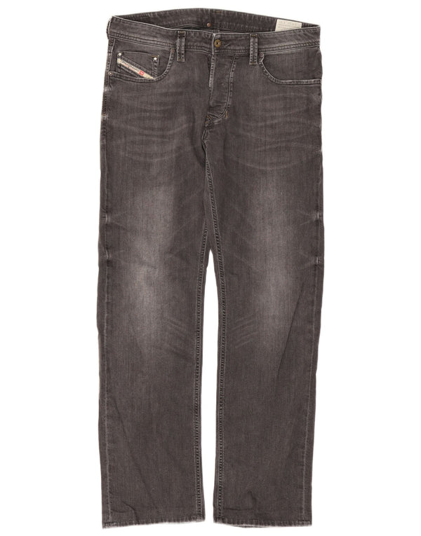 Diesel Herren Larkee Regular Straight Jeans W34 L32 Graue Baumwolle