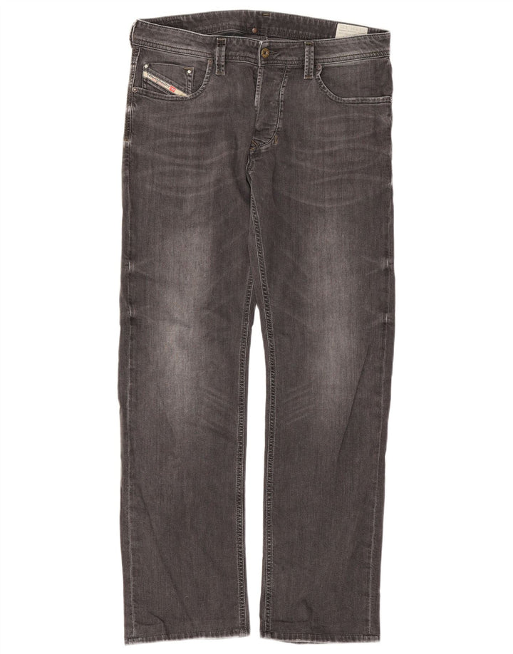 Diesel Herren Larkee Regular Straight Jeans W34 L32 Graue Baumwolle