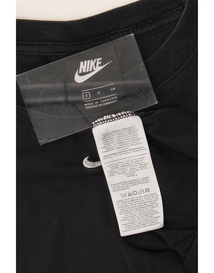 NIKE Damen Crop Oversize T-Shirt Top UK 10 Small Schwarz Baumwolle