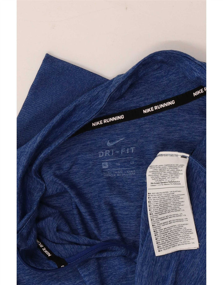 Nike Herren-Laufoberteil mit Reißverschluss und langem Ärmel, XL, blau geflecktes Polyester