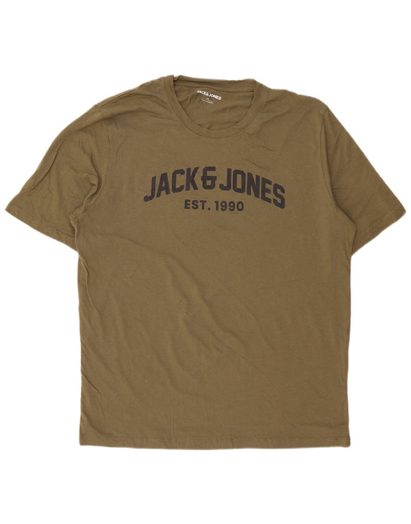JACK & JONES Herren Grafik T-Shirt Top 2XL Grüne Baumwolle
