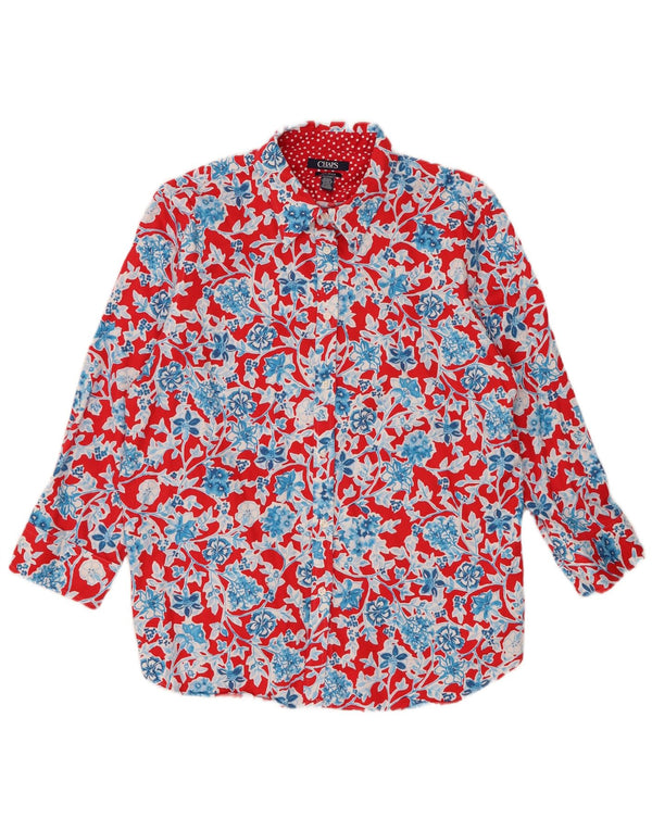 Chaps Damenhemd UK 18 XL Rot geblümt Baumwolle