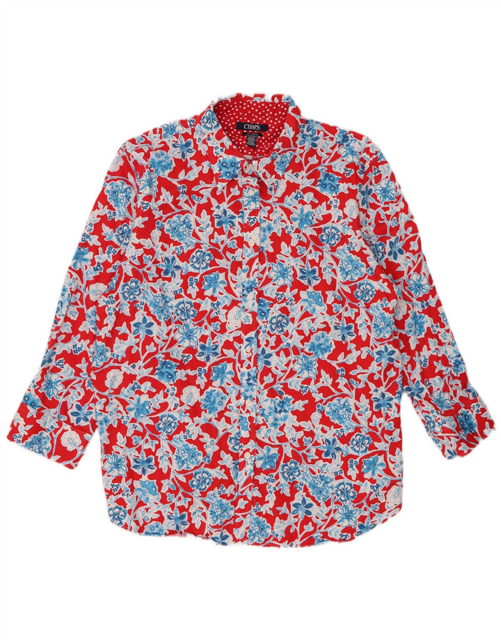 Chaps Damenhemd UK 18 XL Rot geblümt Baumwolle