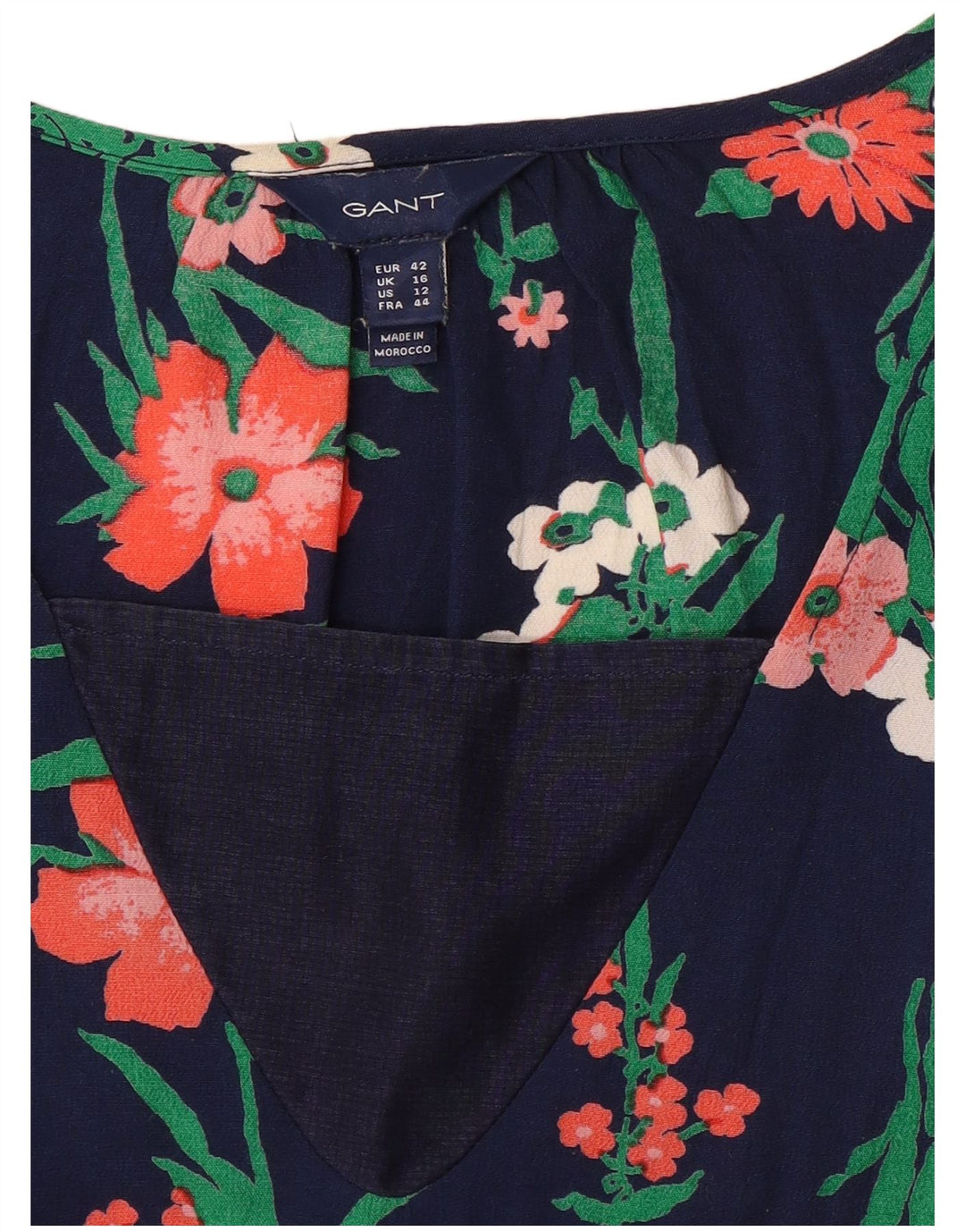 Gant Damen-Blusenoberteil, UK-Größe 46, Größe L, Marineblau mit Blumenmuster