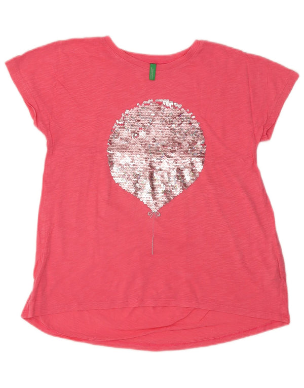 Benetton T-Shirt für Mädchen, 10–11 Jahre, XL, Rosa, Baumwolle