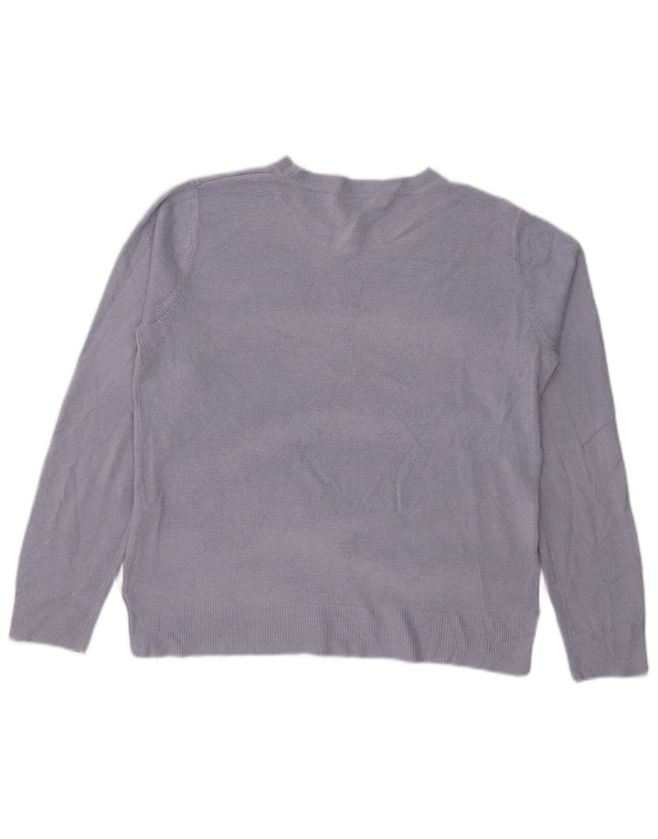 Marks & Spencer Damen-Pullover mit Rundhalsausschnitt, UK 14, Größe L, blaue Viskose