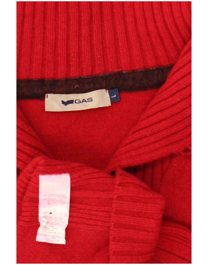 Gas Damen-Pullover mit Knopfkragen, UK 16, große rote Wolle