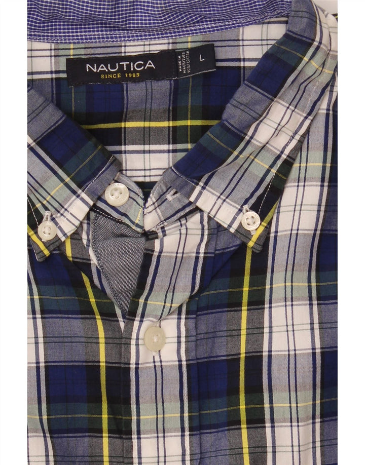 Nautica Herrenhemd, groß, marineblau, kariert, Baumwolle