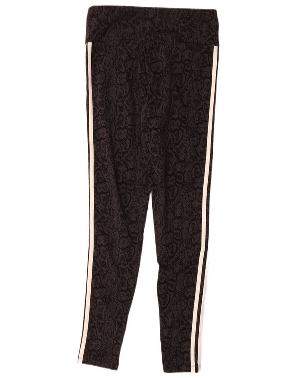 Adidas Damen Leggings UK 12/14 Mittelschwarze Baumwolle mit Animal-Print