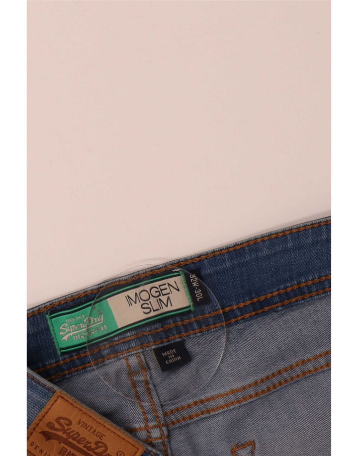 Superdry Damen Imogen Slim Jeans W32 L30 Blaue Baumwolle