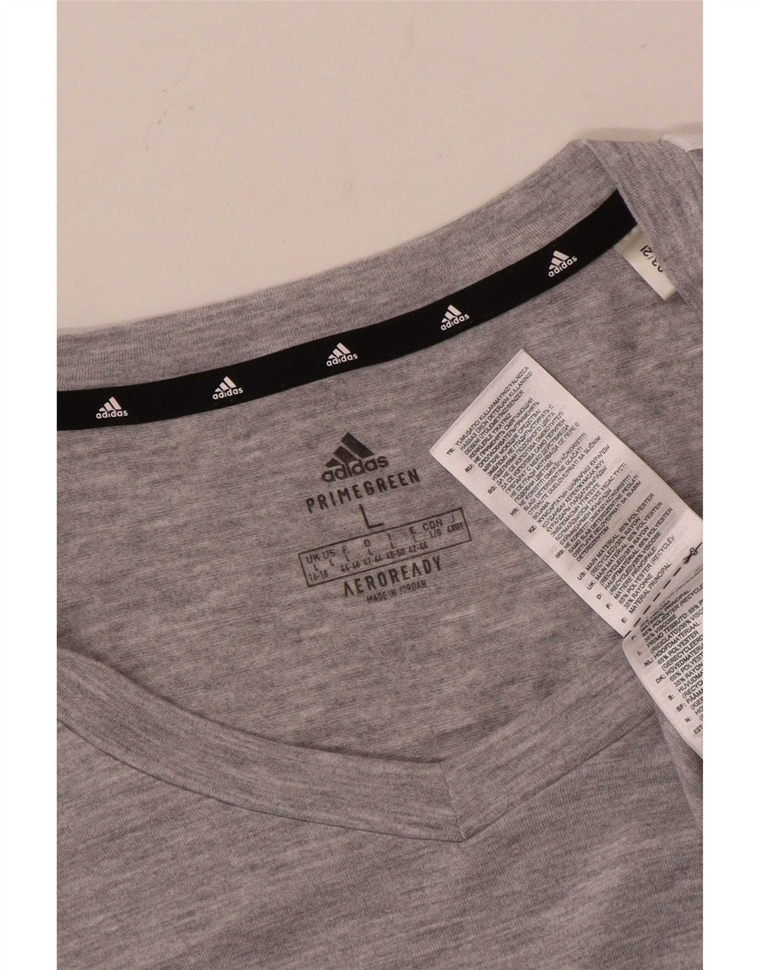Adidas Damen T-Shirt Top UK 16/18 Large Grau Polyester