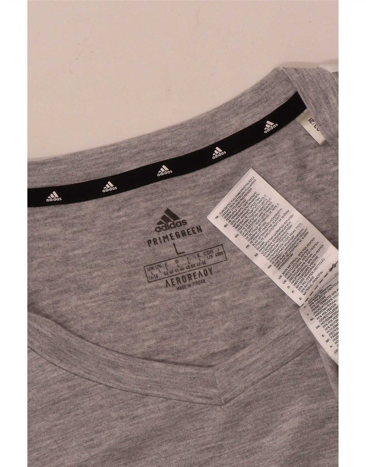 Adidas Damen T-Shirt Top UK 16/18 Large Grau Polyester