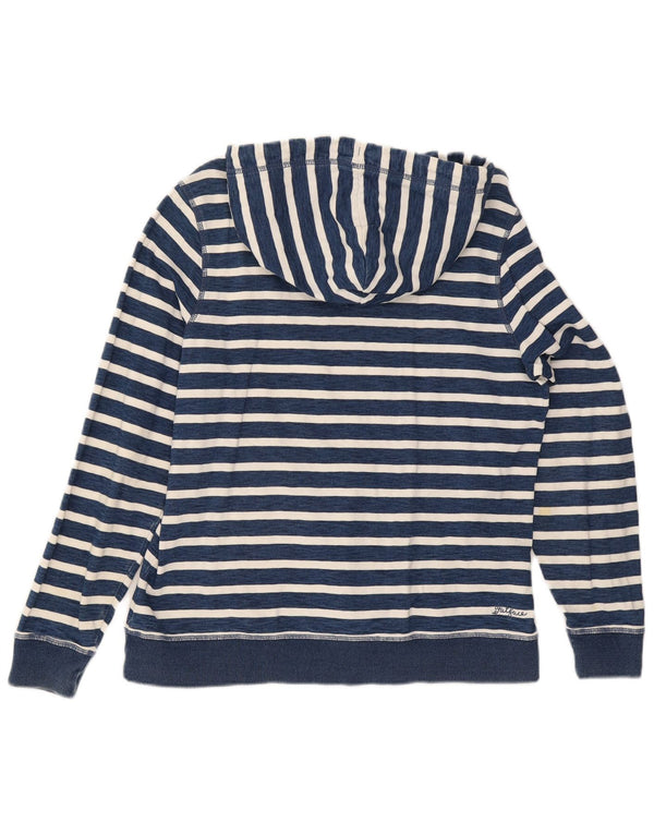 Fat Face Damen Kapuzenpullover UK 12 Mittelblaue Nadelstreifen-Baumwolle