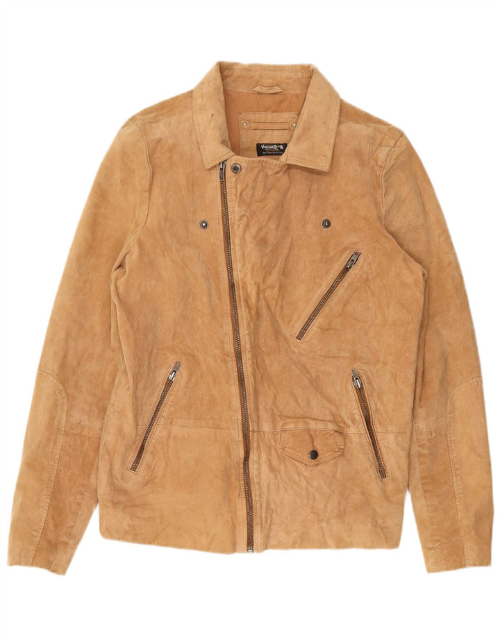 JACK & JONES Mens Suede Jacket UK 40 Large Beige