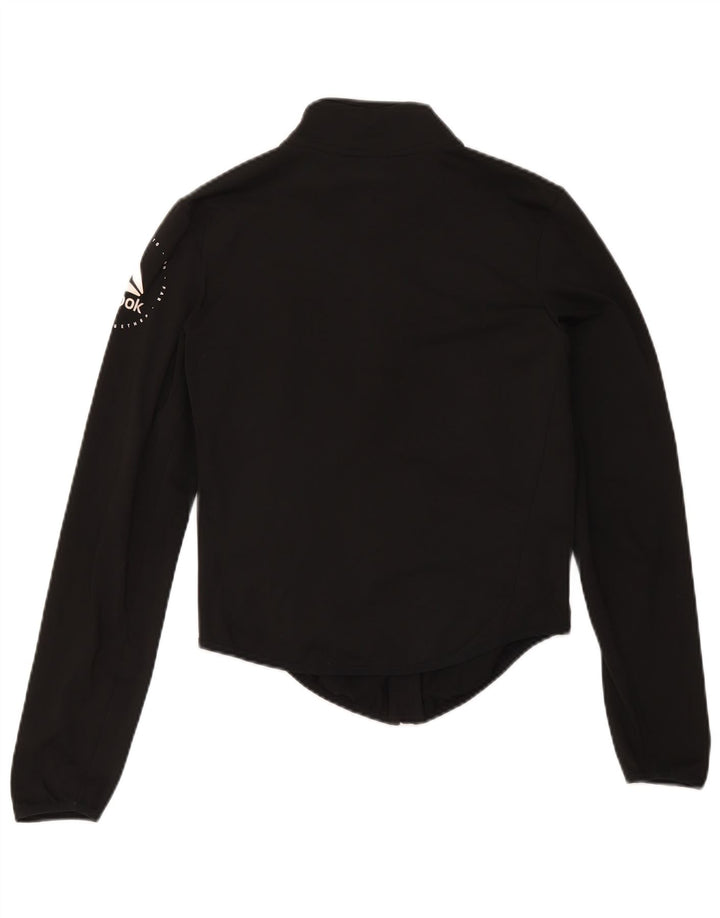 Reebok Womens Graphic Trainingsanzug Top Jacke UK 8/10 Small Schwarz Polyester