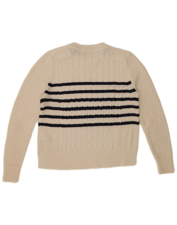Gant Womens Oversized Boat Neck Jumper Sweater UK 6 XS Off White Striped