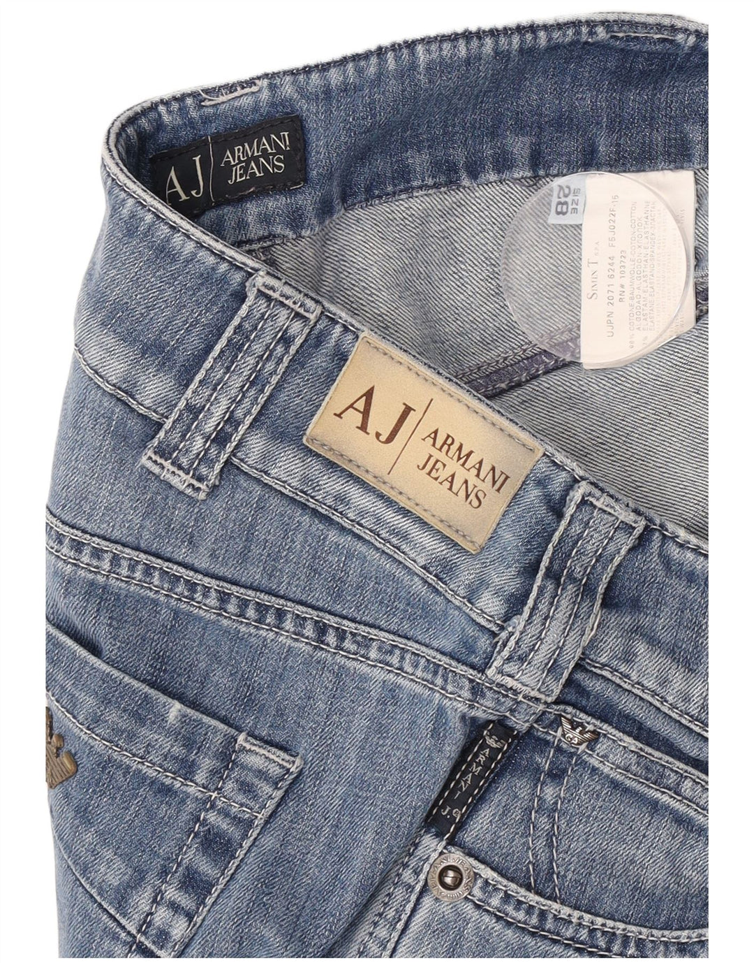 Armani Damen Straight Jeans W28 L30 Blaue Baumwolle