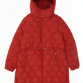Marks & Spencer Wattierter Damenmantel mit Kapuze, UK 22 3XL, Rot, Polyamid