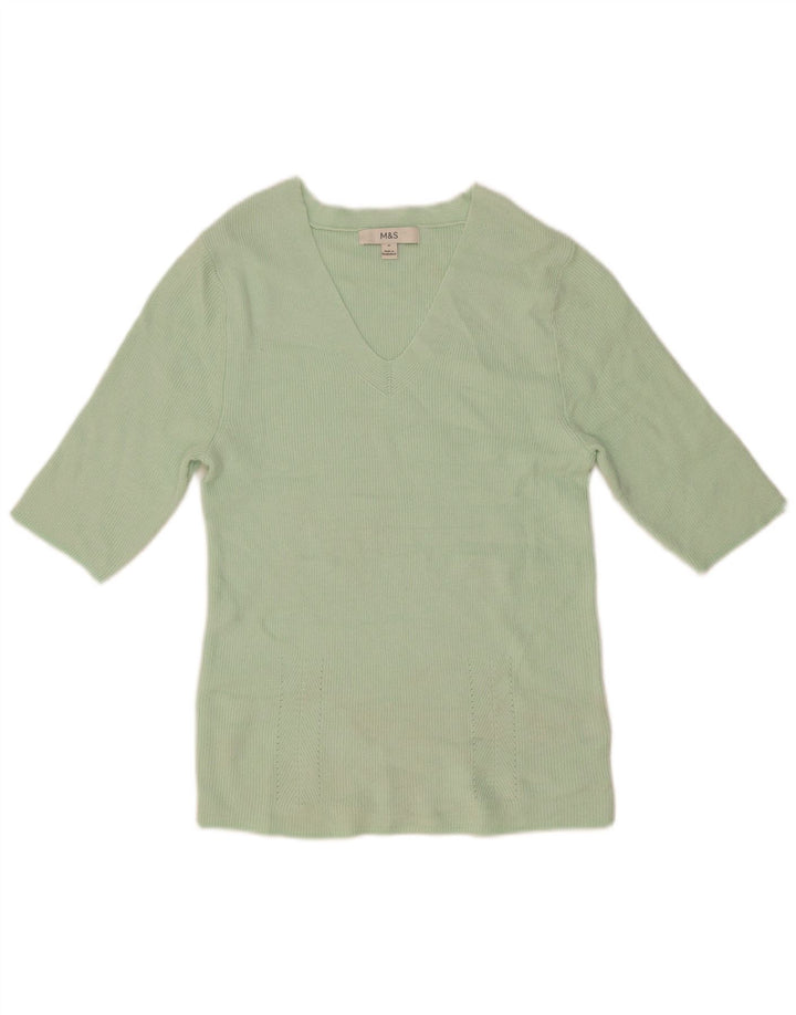 Marks & Spencer Damen Blusentop UK 12 Mittelgrüne Viskose