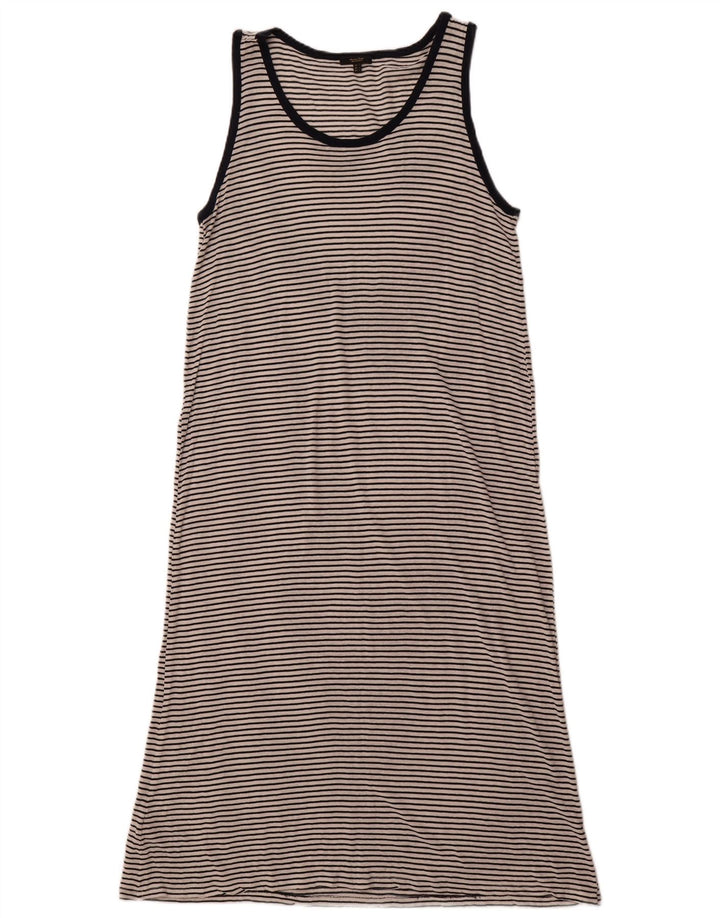 MASSIMO DUTTI Damen Ärmelloses Maxikleid UK 14 Large Weiß gestreift
