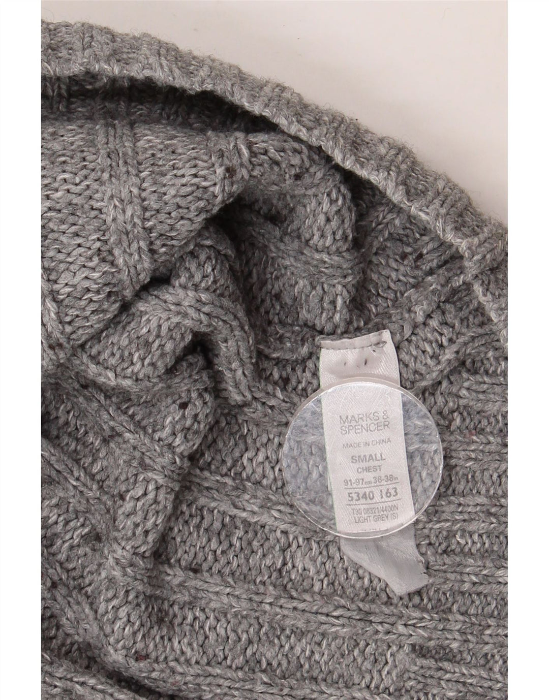 MARKS & SPENCER Herren-Pullover mit Reißverschluss am Kragen, Größe S, Grau, Acryl