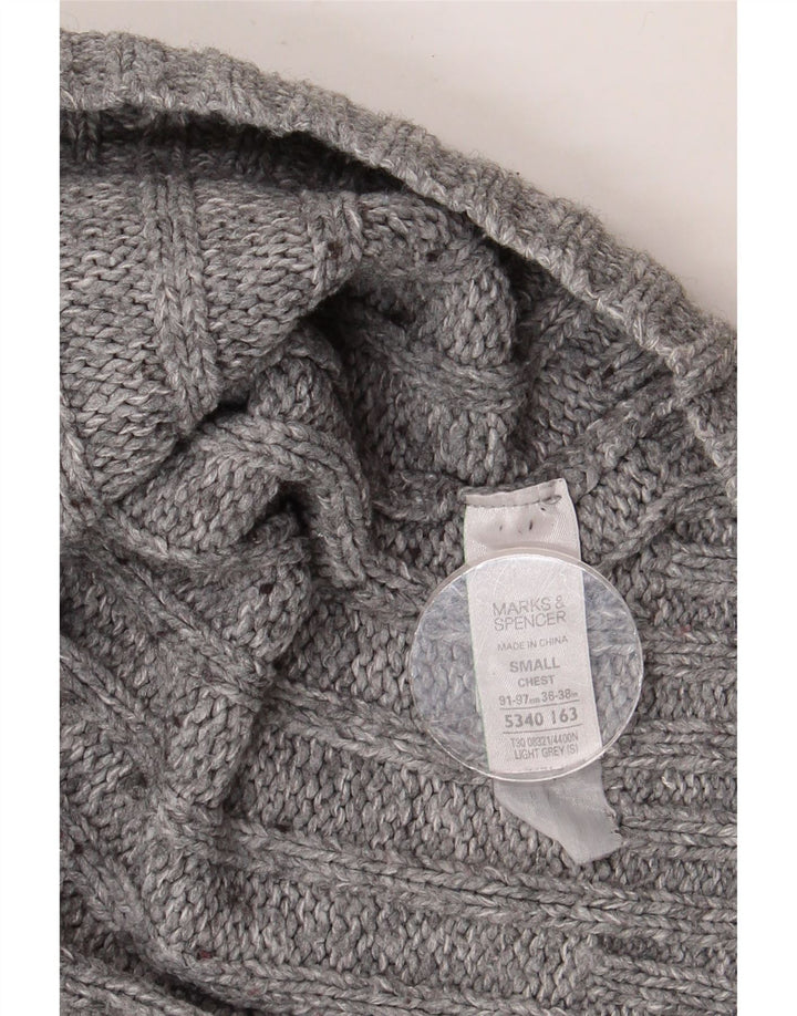 MARKS & SPENCER Herren-Pullover mit Reißverschluss am Kragen, Größe S, Grau, Acryl
