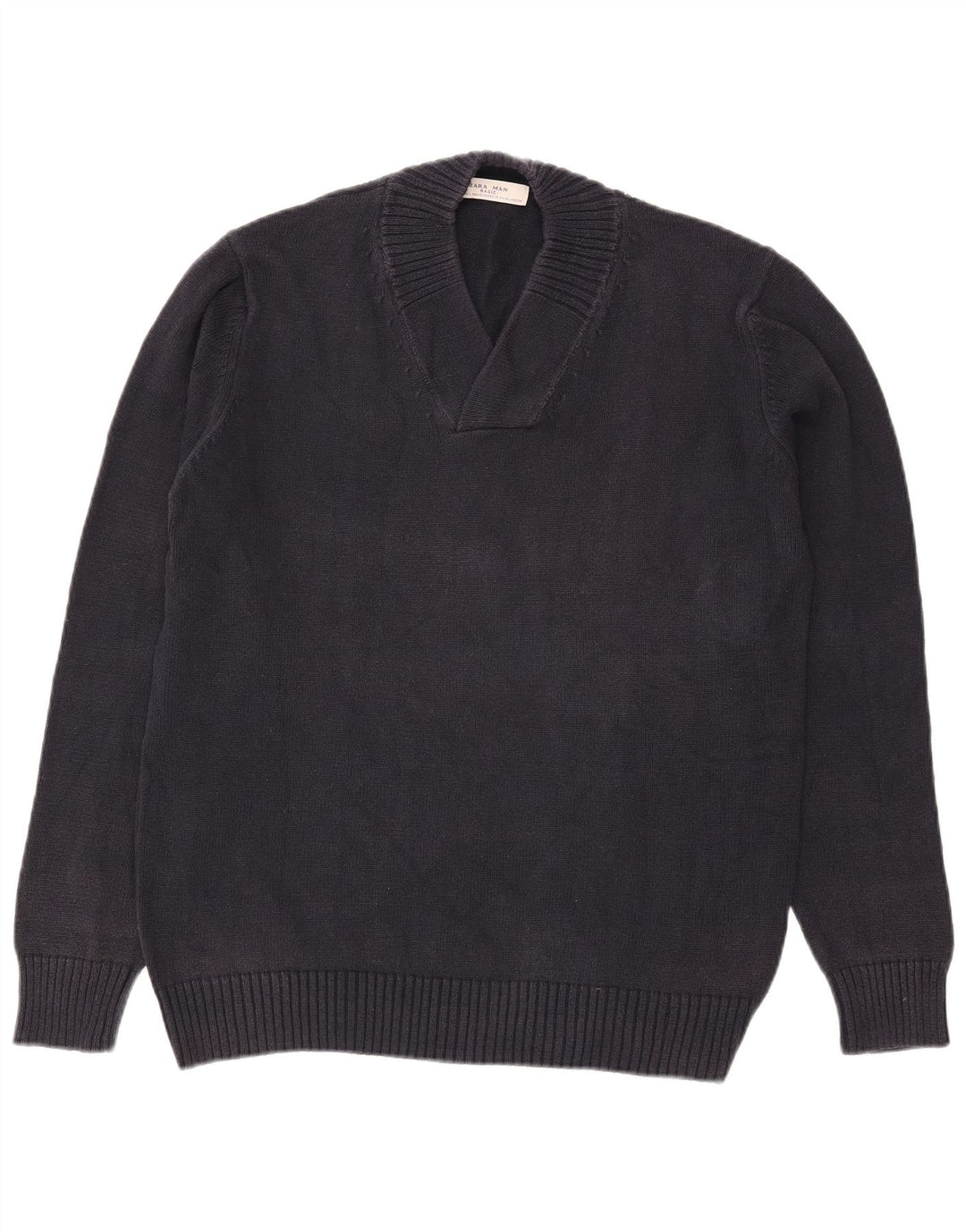 Zara Herren-Pullover mit V-Ausschnitt, Größe L, Marineblau
