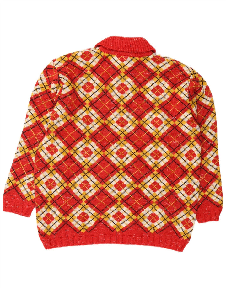 Foxhound Herren-Pullover mit Reißverschluss am Hals, XL, rote Argyle-/Diamantwolle