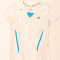 ADIDAS Womens Climacool T-Shirt Top UK 10 Small White Colourblock Vintage Adidas and Second-Hand Adidas from Messina Hembry 
