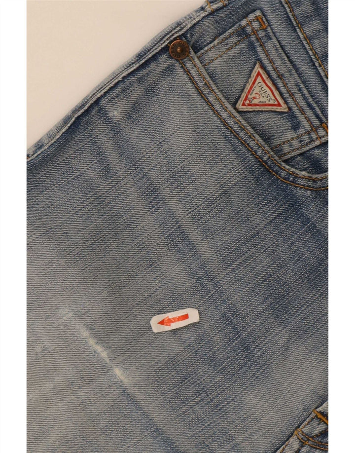 Guess Herren Straight Jeans W32 L29 Blaue Baumwolle