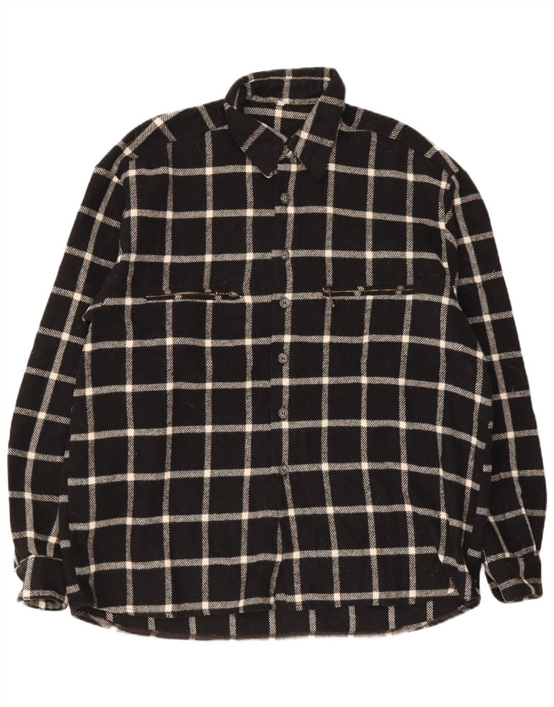 Vintage Herren Flanellhemd groß schwarz kariert