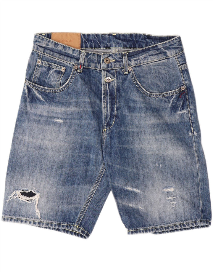 DONDUP Mens Distressed Denim Shorts W32 Medium Blue Cotton Vintage Dondup and Second-Hand Dondup from Messina Hembry 